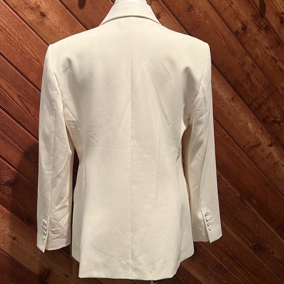 NWT Zara Double Breasted Cream White Tuxedo Style Blazer Jacket Large Lined - Picture 4 of 10
